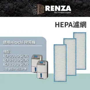 【RENZA】適用 Hitachi日立 RD-200DS/DR/FS/FK/FR 240 280 320 360 除濕機(HEPA濾網 濾芯 濾心 3入組)