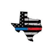 Distressed Thin Blue Red Line Texas State Shaped Subdued US Flag Sticker