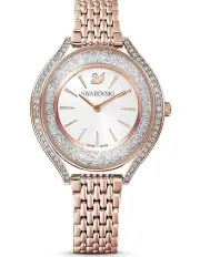 [Swarovski] Crystalline Aura Watch Swiss Made Metal Bracelet Rose Gold-Tone Finish in Rose