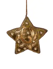 SAGE Hand Beaded Star Tree Ornament 10CM