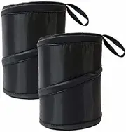 2Pcs Car Trash Can,Collapsible Pop Up Garbage Bin,Small Portable Vehicle Trashcan, Automobile Waste Basket(Black)