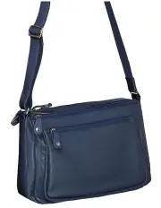 [Milleni] Nappa Leather Cross-Body Bag in Navy