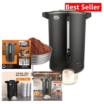Heavy-Duty 110-Cup Coffee Maker - Durable 20L Percolator with Non-Drip Faucet