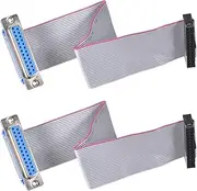 uxcell IDC Wire Flat Ribbon Cable DB25 Female to FC-26 Female Connector 2.54mm Pitch 20cm Length, 2pcs