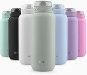 Ello Cooper 32oz Stainless Steel Water Bottle with Straw and Carry Handle, Double Walled and Vacuum Insulated Metal, Leak Proof Locking Lid with Soft Silicone Spout, Reusable, BPA Free, Sage