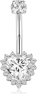 [FUNLMO] 14G Belly Button Ring G23 Titanium Belly Button Piercing Belly Ring Internally Threaded Belly Piercing Navel Piercing Jewelry for Women