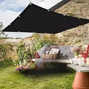 Sunscreen Awning 1.8 x 2.2 m 95% UV Block Protection Sun Wind Easy to Install and Fold Privacy Screen Garden with Eyelets and Cord for Outdoors, Garden, Patio, Yard, Party, Black