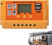 Solar Charge Controller | Solar Charge Controller 30A PWM with Double USB Port,Multiple Load Control Modes Panel Battery Intelligent Regulator 12V 24V for mobiles