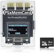 BITFUNX PSxMemCard Gen2 Memory Card - Supports Firmware Upgrade, Unlimited Storage and Sd2psXtd, Includes an 8GB MicroSD Card, High Speed Game Memory Card for PS2/PS1/PS One Console