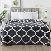HOZY Cuddly Fluffy Blanket Fleece Blanket - Cuddly Blanket 220 x 240 cm, Grey and White, XXL Fleece Blanket Sofa Blankets, Warm Blanket Couch Blanket Dog Blanket Sofa Blanket Fluffy Sofa Throw Blanket