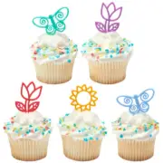 New Cake Toppers Springtime Cupcake Picks One Dozen Butterflies Flowers
