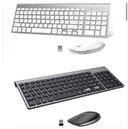 TopMate Silent Wireless Keyboard and Mouse Ultra Slim Cordless Combo Set White