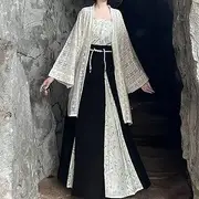[INSTR] Summer Song Dynasty Elegant Sea of Flowers Hanfu Dress 3 Piece Suit Robe Sling Skirt Chinese Clothes