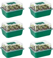 6-Pack Seed Starter Trays, 72-Cell Kit with Humidity Dome, Reusable Germination