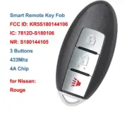 Smart Remote Key Fob 3 Buttons 433.92MHz 4A Chip for Nissan