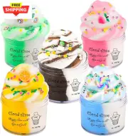 Cloud Slime Kit 5 Pack, with Peachybaby Rainbow Lemon Coffee Slime Charms, DIY S