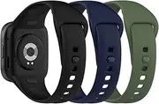 Replacement Strap Compatible with Xiaomi Redmi Watch 3 Strap, Pack of 3, Soft Silicone Replacement Watch Strap for Redmi Watch 3