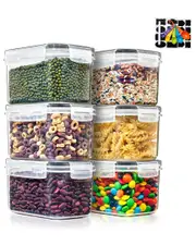 Sorbus 6-Pack Food Storage Containers With Lids, Measuring Spoons & Labels