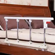 Bed Guard Rail for Elderly Adults Foldable, Adults Assist Handle Bed Railing Hospital Metal Grip Bumper Bar, Height 50Cm, Silver White/9-Speed (4)
