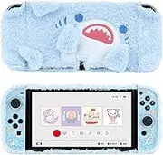 GeekShare Cute Plush Protective Case Cover - Shock-Absorption and Anti-Scratch Skin Case Compatible with Switch OLED Model - Plush Shark