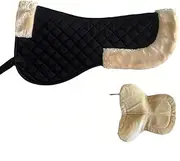 TerkCo Half Pads for Horses English,Quilted Soft Faux Fur Druable Saddle Pad Black