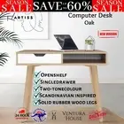 Artiss Computer Desk Drawer Shelf 90CM Home Office Study Table Workstation Oak