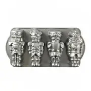 Nordic Ware Aluminum Nutcracker Sweets Cast Cakelet Pan 6 Cup Capacity Silver