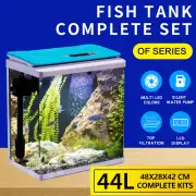 Aquarium Fish Tank LED Light Top Filter Silent Pump LCD Display Complete Set 44L