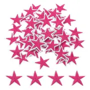 5Star Iron Patches Embroidered Sew Patch Appliques Rose Red 50pcs