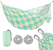 Yellow-Green Checkerboard 330lb Capacity Camping Hammocks with Tree Straps Backyard Hammock for Patio Backyard Lounge Base hamacas para adultos con soporte