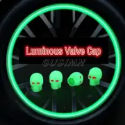 4× Glowing in Dark Fluorescent Skull Car Tire Tyre Valve Cap Cover Accessories (for: Isuzu)