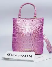 NWT BRAHMIN PEONY OMBRE AMELIA SHIMMERING Bucket Bag Genuine Leather