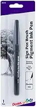 Pentel Arts Sign Pen Brush, Gray Pigment Ink, 1 Pack,Black