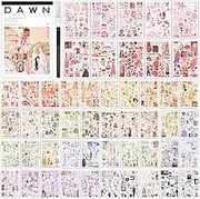 Vintage Washi Stickers for Scrapbooking, Scrapbook Stickers for Junk Journals, 50 Sheets Aesthetic Sticker Book for Journaling Supplies,Art Bullet Journals for Adults Teens Girls with 1pcs Carving