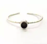 Hammered Oval Bracelet Blanks Cuff Bezel Resin inlay Glass Cabochon Base Silver