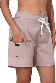 [Rocorose] Women's Swim Shorts 5" Quick Dry Swimsuit Bottom Summer Beach Board Shorts Trunks with Liner