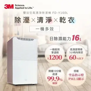 【3M】一級能效16公升雙效空氣清淨除濕機(FD-Y160L)