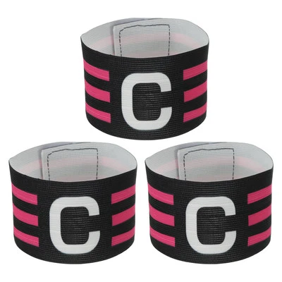 12.2x2.5" Soccer Captain C Armband, 3 Pack Nylon Unisex Elastic Arm Badge, Black