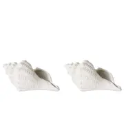 2x E Style Conch 25cm Ceramic Shell Home Decorative Ornament/Figurine White