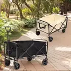 Beach Trolley Foldable Cart 150KG Load 150L Storage 5" Wheels Outdoor Garden