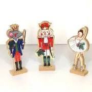 The Nutcracker Musical Ballerina Mouse King Wooden Figurine Christmas Decor Set