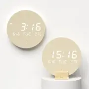 Wood Moon Cordless Mini Digital LED Wall Clock, Date, Temperature, Auto Brigh...