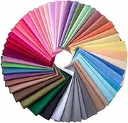 CraftsFabrics 50pcs 25x25cm Solid Colors Cotton Fabric Patchwork Mixed Plain Color Squares Bundle Sewing Quilting Craft