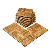 Interlocking Deck Tiles Solid Wood, 10 Pack, 12 In. X12 In. Waterproof Camphor P
