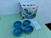 RACHAEL RAY CUCINA STONEWARE ( LOT OF 4 ) CEREAL BOWLS AGAVE BLUE NEW UNUSED