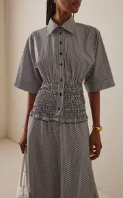[Brandon Maxwell] The Harte Smocked Pima Cotton Shirt
