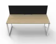 RAPIDLINE DELUXE LOOP LEG WORKSTATION With Screen 1 Person Single Sided W1200 x D750 x H730mm Natural Oak Top White Frame