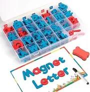 Alphabet Letters 208 Pcs with Writing Board and Storage Box - Uppercase Lowercase Foam Alphabet ABC for Fridge Refrigerator - Educational Toy Set for Classroom Kids Learning Spelling