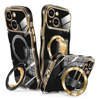 for iPhone 15 Case with Soft Silicone Grip and O-Ring Stand Compatible with