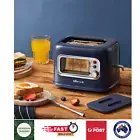 Toaster BEAR Double Slot Bread Toast Navy Glass Window 2-slice Quick Cook Crumb